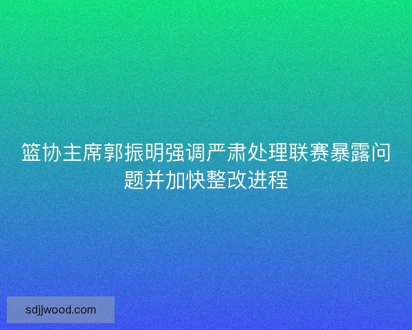 篮协主席郭振明强调严肃处理联赛暴露问题并加快整改进程 篮协主席郭振明强调严肃处理联赛暴露问题并加快整改进程