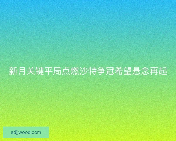 新月关键平局点燃沙特争冠希望悬念再起