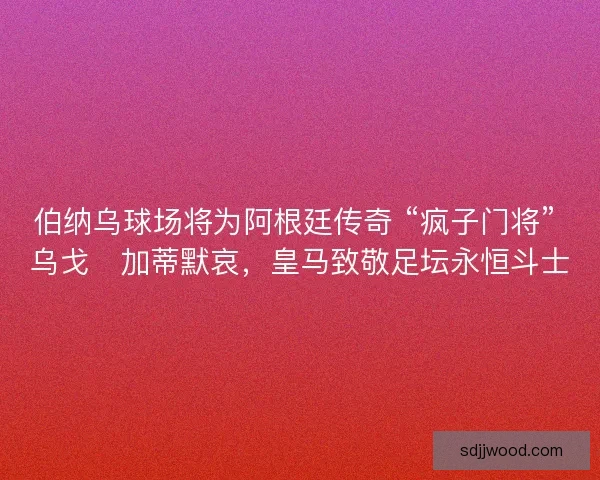 伯纳乌球场将为阿根廷传奇 “疯子门将” 乌戈・加蒂默哀，皇马致敬足坛永恒斗士